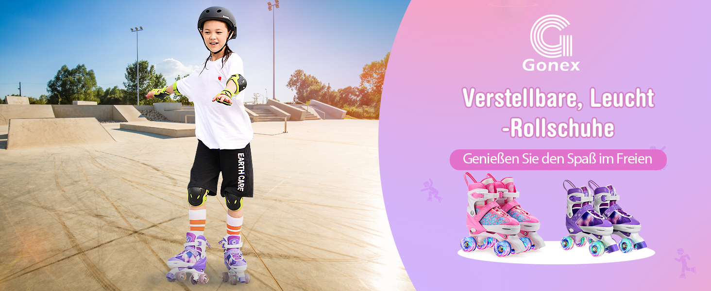 Роликові ковзани Gonex регульовані, світлові, для дівчаток та хлопчиків, розмір 35-38 (33-36)