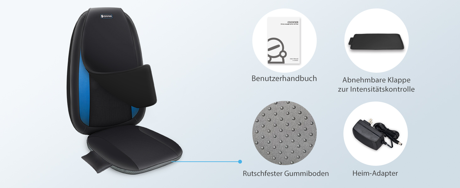 Масажне крісло Comfier з функцією шиацу для спини та шиї з підігрівом - 2D/3D масаж, регульована повітряна компресія, масажна поверхня для всього тіла, підходить для жінок та чоловіків