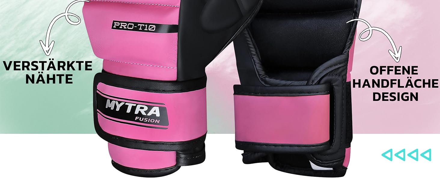 MMA рукавички Mytra Fusion для жінок, 7oz, відкрита вентильована долоня, для спарингу, рожеві