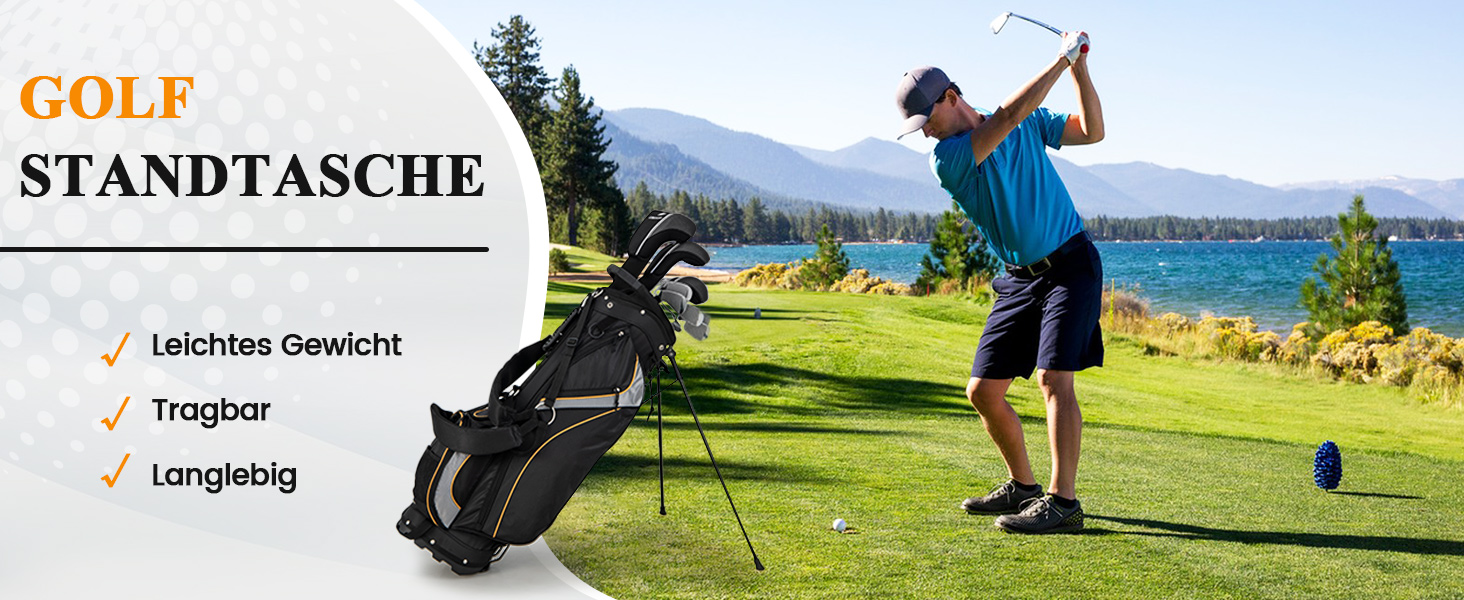 Сумка для гольфу COSTWAY, 6/8 відділень, сумка-стійка, сумка для гольф-тролей, легка переносна сумка-пенал для чоловіків та жінок (Сірий, 8 відділень)