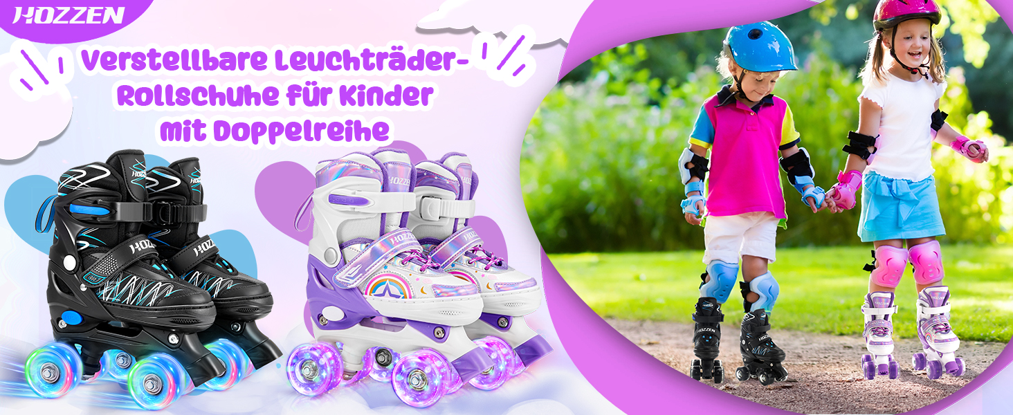 Роликові ковзани для дітей, регульовані, 4 розміри, для дівчаток та хлопчиків, підходять для початківців, зручні та дихаючі, рожево-фіолетові