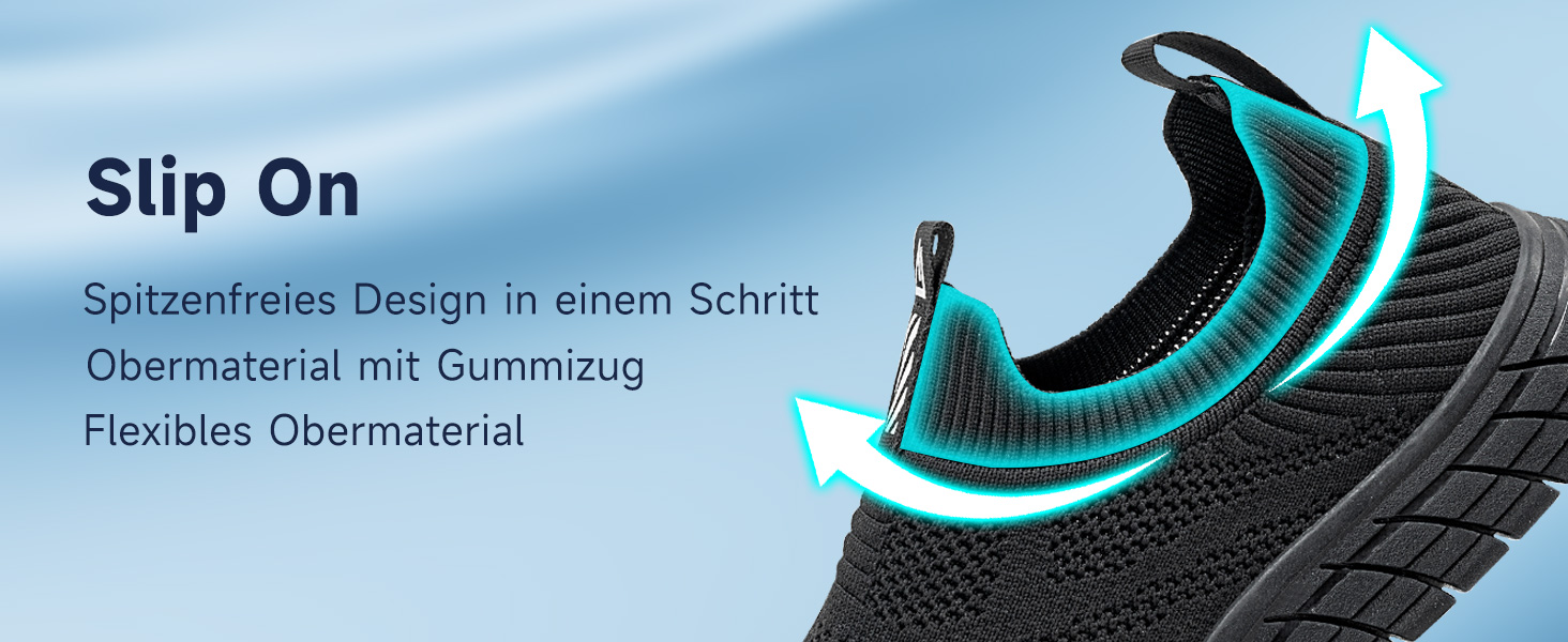 Чоловічі сліпони без шнурівки: зручні кросівки для спорту та повсякденного носіння (40 EU, чорний)