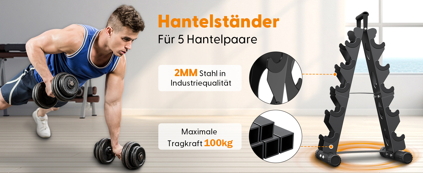 Металевий стійка для гантелей на 5 ярусів, A-подібна рама з ручкою, компактна тренувальна стійка для домашнього спортзалу (гантелі продаються окремо)