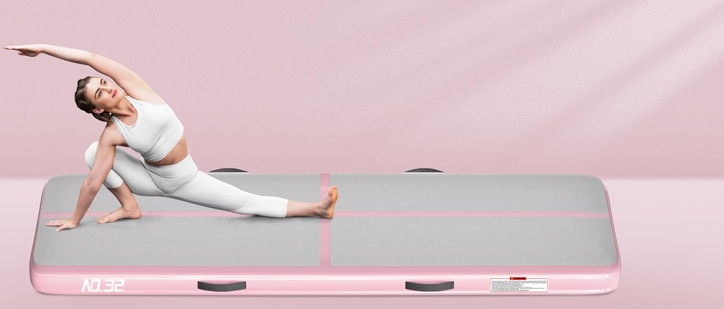 Надувний килимок для гімнастики 3м, рожевий – для фітнесу, йоги, пілатесу, дому та пляжу