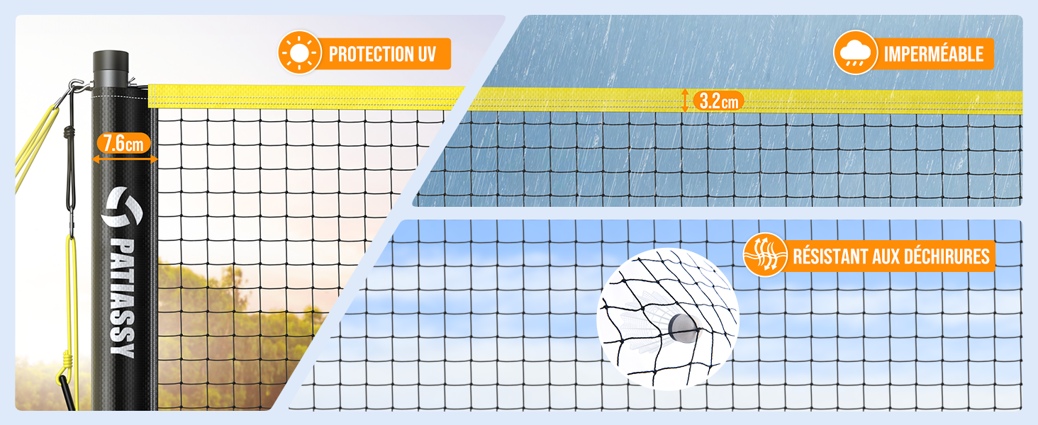 Мережа для бадмінтону професійна, нейлон, для вулиці та залу