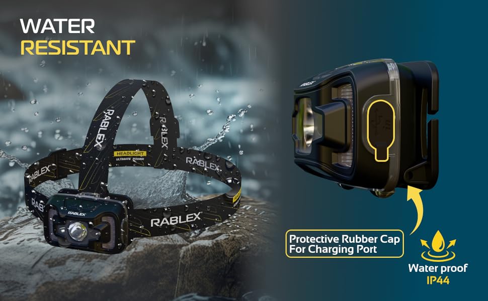 LED-ліхтар на голову RB655, 300 люмен, 7 режимів, акумулятор, USB-зарядка, червоне світло, сенсор, IPX4, водонепроникний, для кемпінгу та піших прогулянок