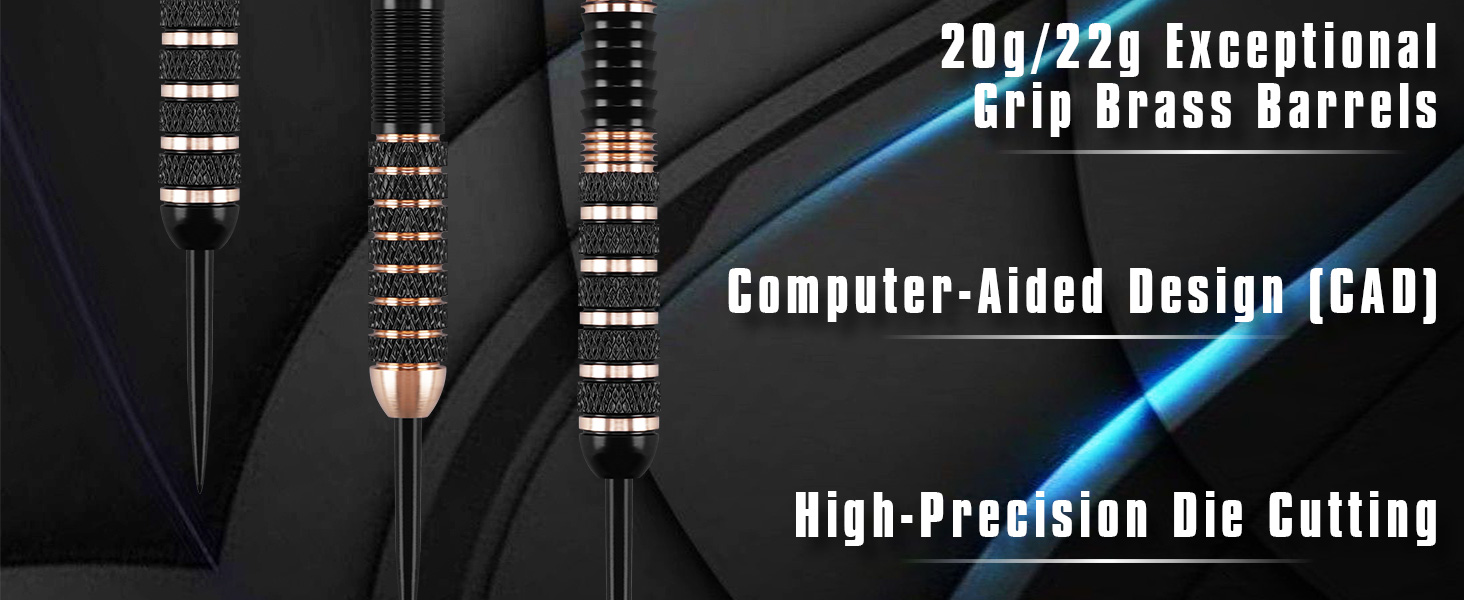 Дарти Turnart Metallspitze Set - Професійний набір дротиків 6 шт (22/24 г) з латунними корпусами та сталевими наконечниками