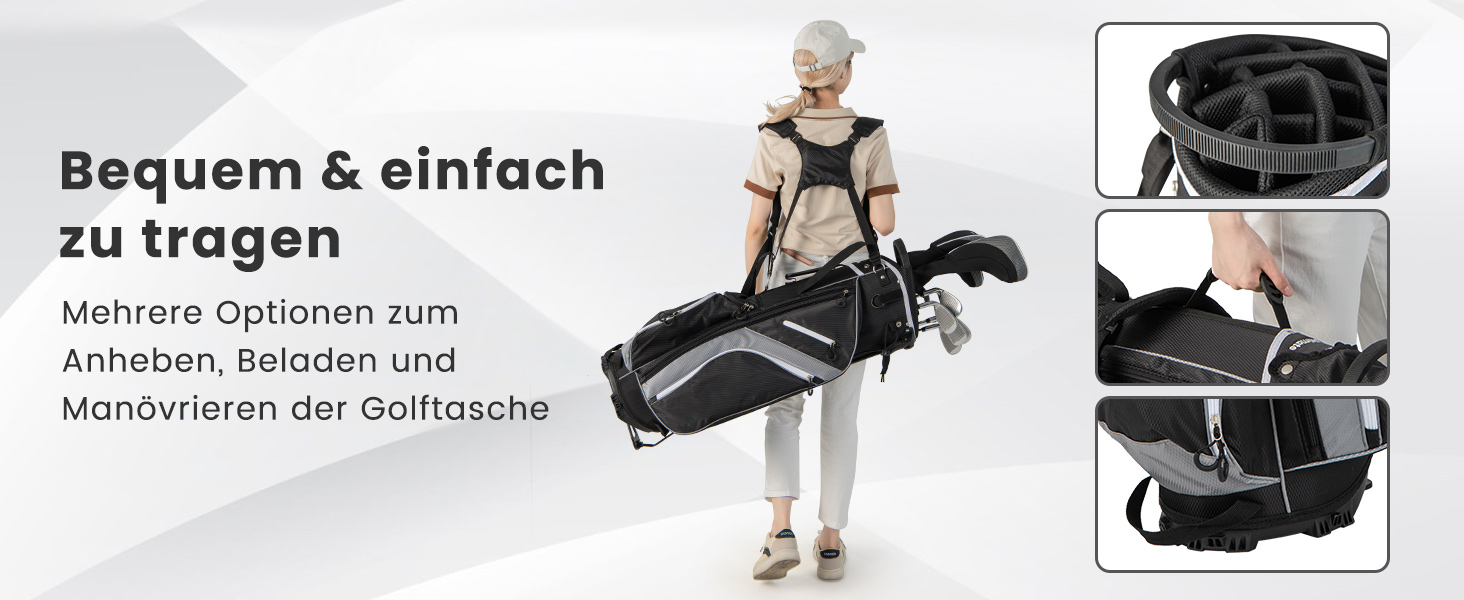 Сумка для гольфу COSTWAY з 6, 8 або 14 відділеннями, сталева, легка, портативна сіра для чоловіків та жінок