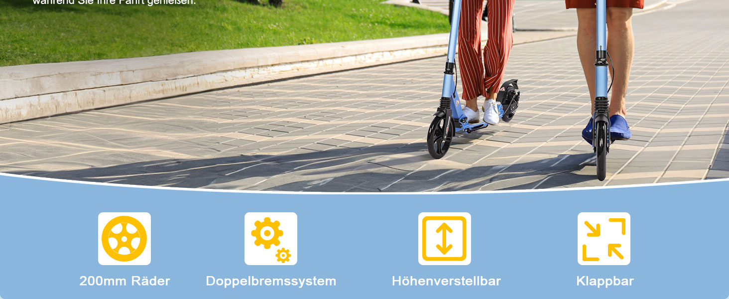 Дитячий та дорослий електросамокат-тріскач (кікскоутер) з подвійною амортизацією, гальмами та ременем для перенесення (блакитний)