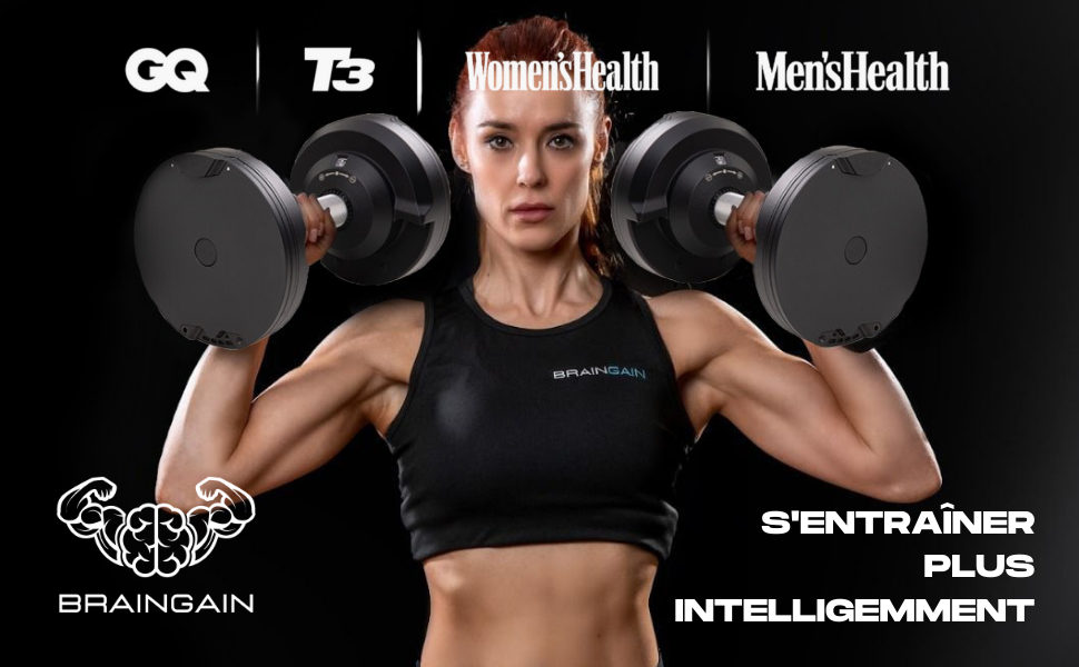 Регульовані гантелі BRAINGAIN - 23.5/32.5/41.5 кг - Хром/Чорний - для силових тренувань вдома