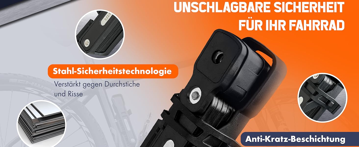 Замок для велосипеда складний, карбонової сталі, висока безпека з кріпленням - Оригінал (з замком)