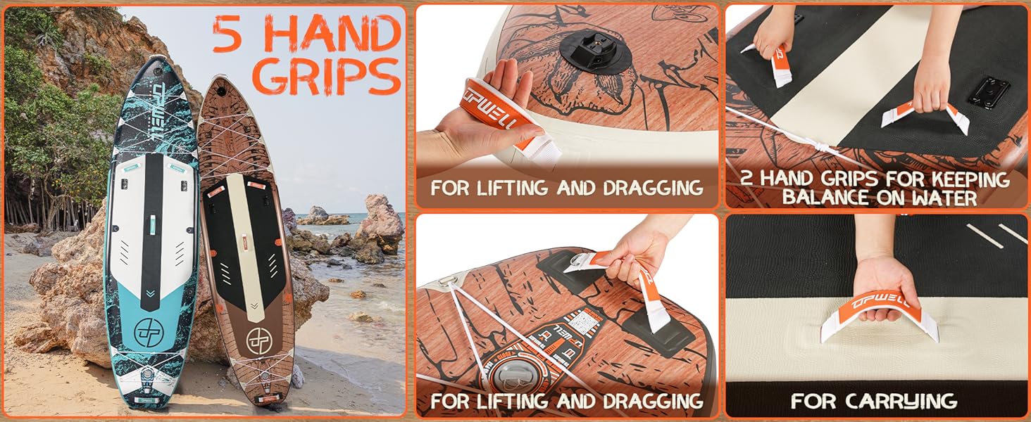 Надувний SUP Борд UPWELL Jurassic Plus: Комплект для веслування на SUP з сидінням та тримачем для камери, 204 кг, для 2 осіб