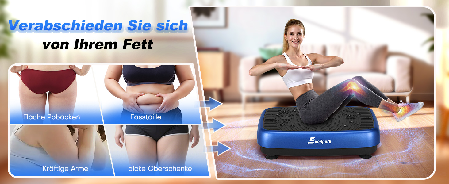 Вібраційна платформа EvoSpark: Тест-переможець 2025, з подвійними моторами для схуднення та тренувань всього тіла. Масажер, платформа для фітнесу на 200 кг. Вібраційна платформа для дому - зелений/блакитний