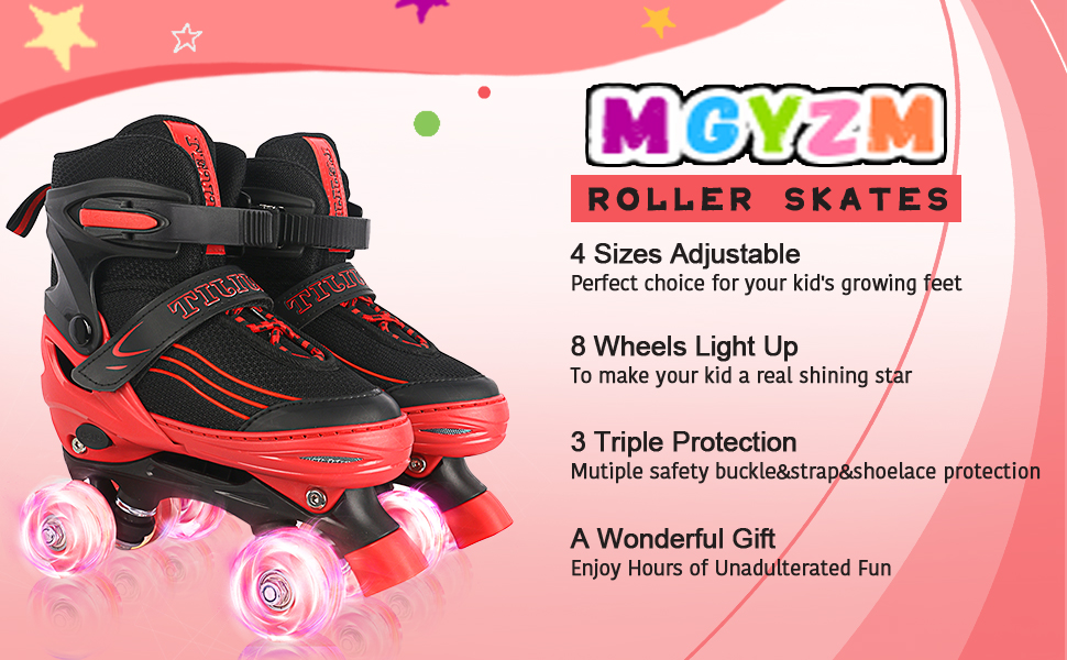 Дитячі ролики для катання: регульовані, зі світловими колесами, чорно-червоні (32-36 EU)