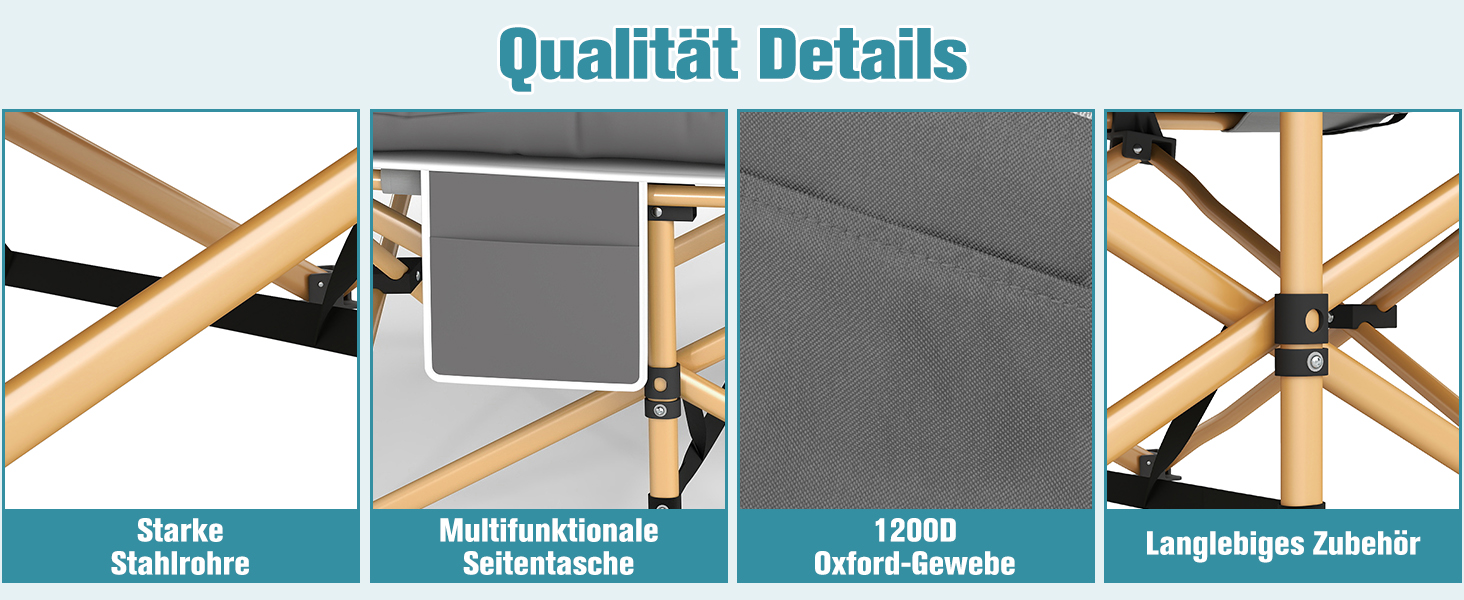Ліжко туристичне розкладне Feldbett XXL 250 кг 2 шт сіре - 7 зон, 1200D Oxford, кут нахилу 15°, для кемпінгу, саду, палатки