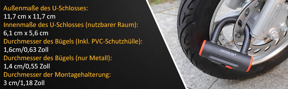 Замок для велосипеда U-подібний з кріпленням, 16 мм, 3 ключі, висока безпека, для мотоцикла, електровелосипеда, гірського велосипеда, скутера. Внутрішні розміри 24,3 x 8,9 см