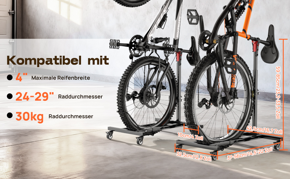 Підставка для велосипеда Housolution вертикальна з колесами, регульована по висоті, без свердління, для гаража та квартири, вантажопідйомність до 80 lbs, 1 шт.