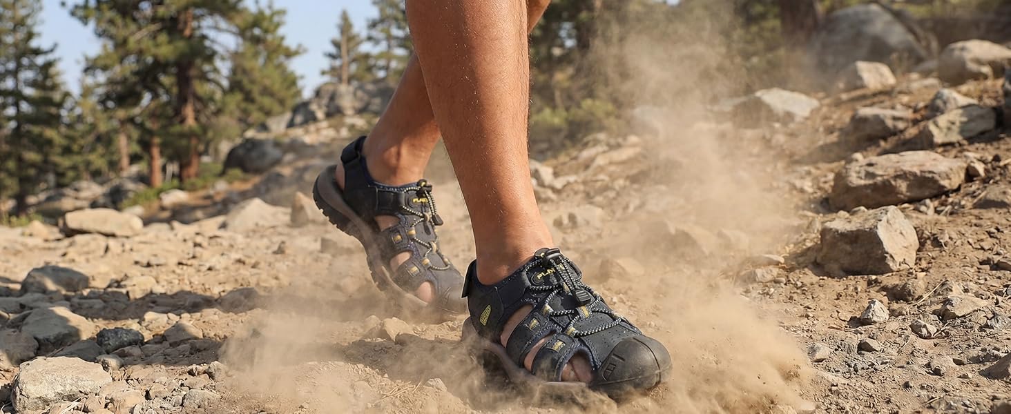 Чоловічі сандалі FLARUT для туризму та відпочинку на природі, шкіряні трекінгові сандалі, сині, 42 EU