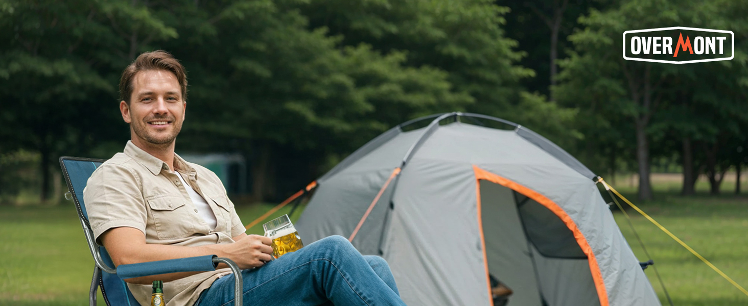 Стілець для кемпінгу OVERMONT: складаний, з підспівачем та сумкою-холодильником. Макс. навантаження 180 кг (2 шт., чорний)