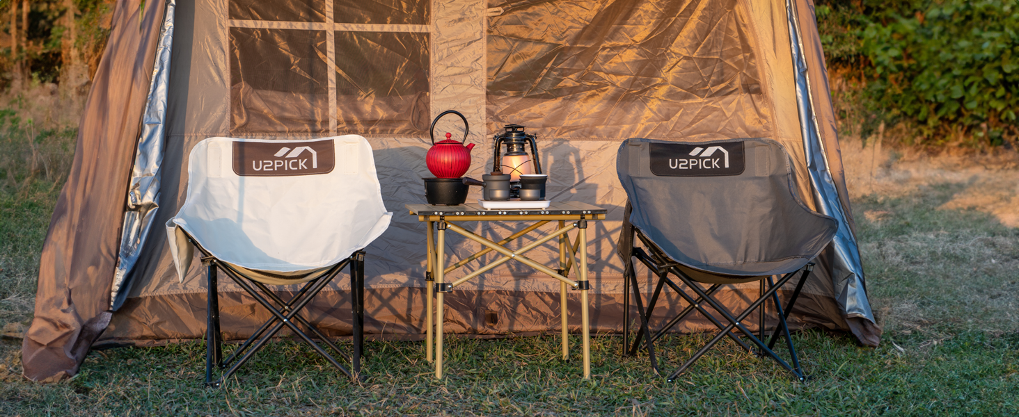 Складний стілець U2PICK для кемпінгу: легкий, зручний, до 160 кг, з сумкою, сірий