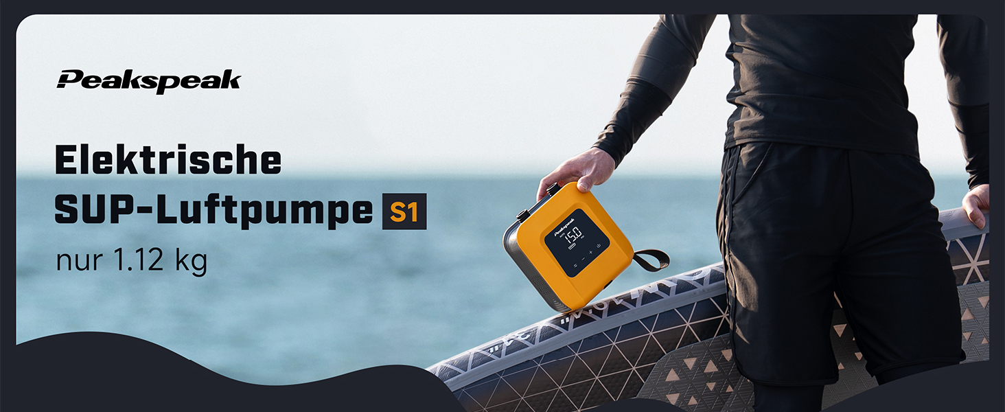 Електричний насос Peakspeak 20PSI для SUP, каяків, матраців з акумулятором - автоматичний, перезаряджається, з функцією здування