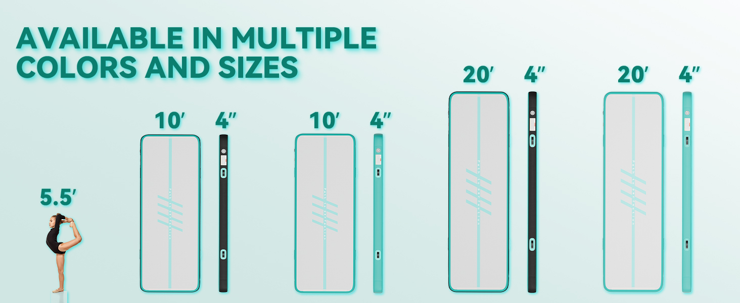 3M DWVO Air Matte Track - Гімнастичний надувний мат для гімнастики, йоги, фітнесу, тренувань, 10 см, зелений