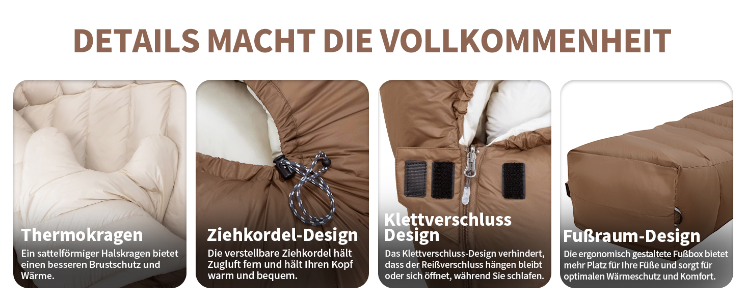 Пуховий спальний мішок для дорослих та дітей, легкий зимовий, Outdoor 8°C ~ -30°C для кемпінгу та альпінізму, 650 FP качиний пух (1800г)