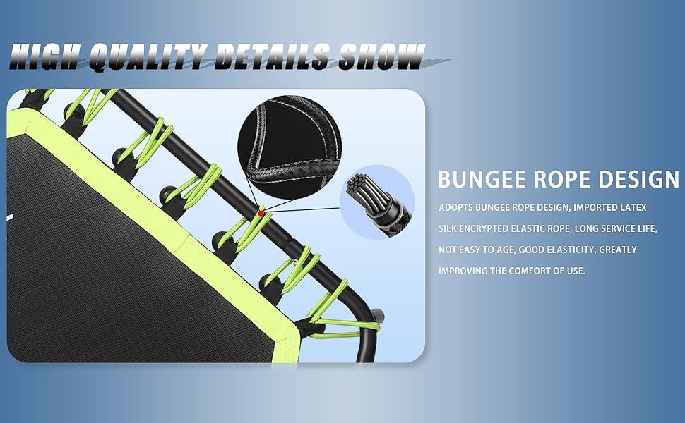 Трамплін для фітнесу 112 см: міні-трамплін для дому з регульованою ручкою та системою Bungee-Seil, до 150 кг