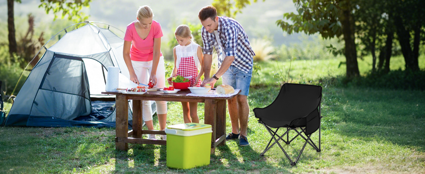 Зручний складаний стілець для кемпінгу з сумкою та нековзними ніжками. Ідеально підходить для риболовлі, відпочинку на пляжі, пікніків, саду та балкону. Колір: темно-зелений