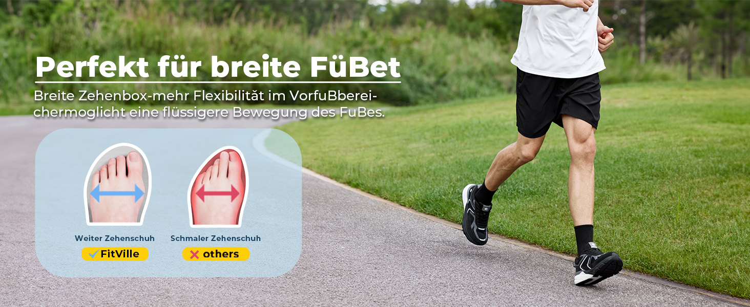 Кросівки FitVille для чоловіків з широкою стопою. Полегка амортизація, дихаючі матеріали, для бігу та занять спортом на відкритому повітрі. Розмір 40 EU, колір: темно-синій з сірим.