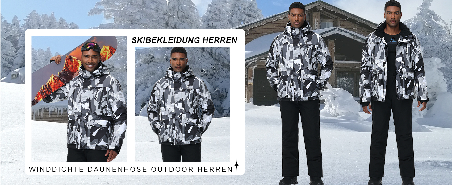 Чоловічий зимовий костюм Hotian: комплект куртки та штанів для катання на лижах, сноуборді та активного відпочинку. Розмір L, колір: червоно-білий+помаранчевий