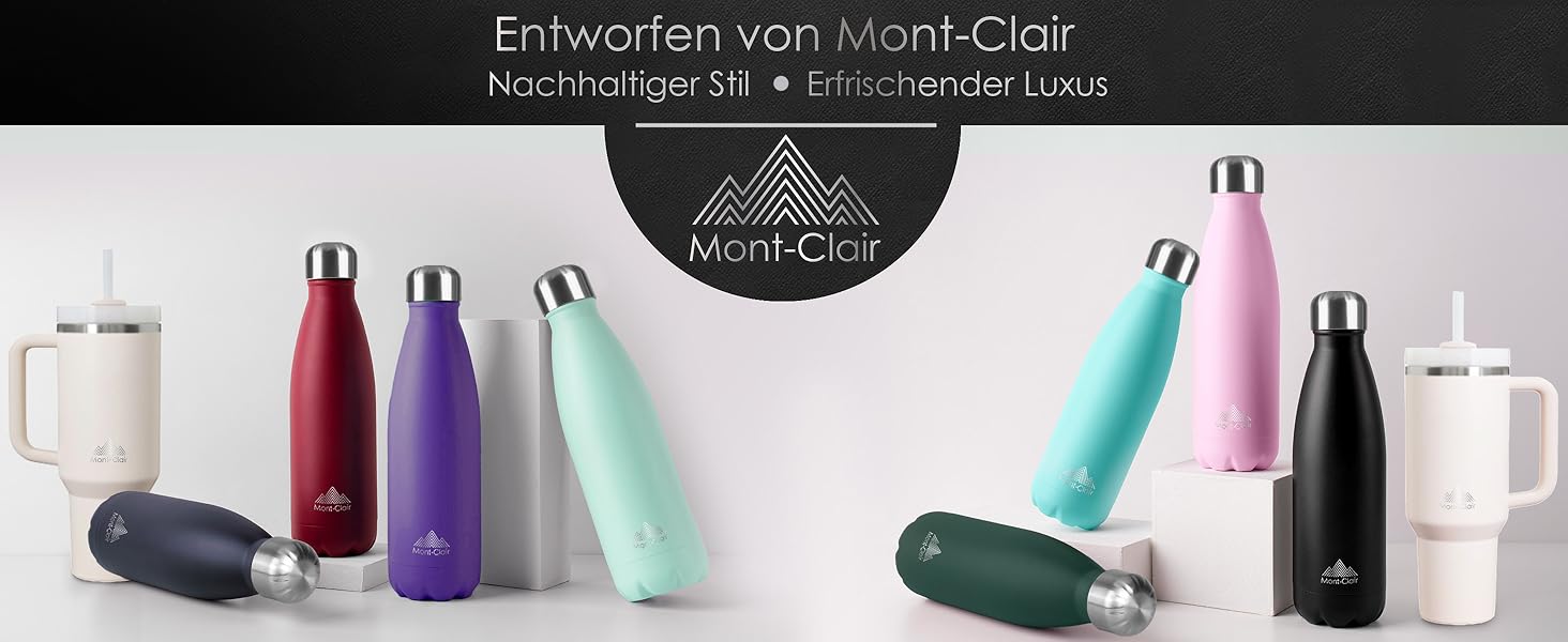 Термопляшка Mont-Clair 500 мл з нержавіючої сталі - чорна, з подвійними стінками, BPA-free, витримує 24 години холод та 12 годин тепла, без витоку