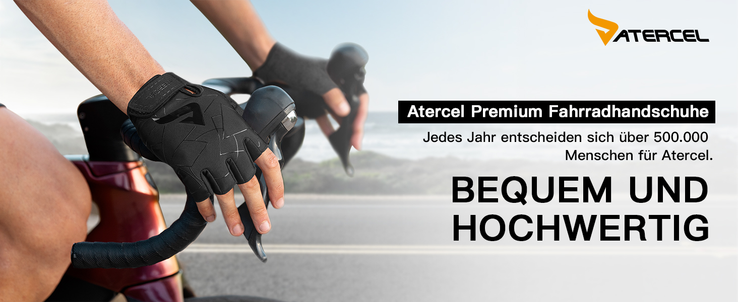 Велосипедні рукавички ATERCEL з відкритими пальцями для чоловіків та жінок - рукавички для MTB, їзди на велосипеді та фітнесу з SBR-подушками, чорний, розмір M