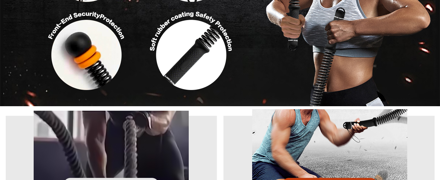 Важкі тренувальні канати, бойові канати без мотузки, бездротові тренувальні канати з регульованим обтяжувачем та ергономічною ручкою