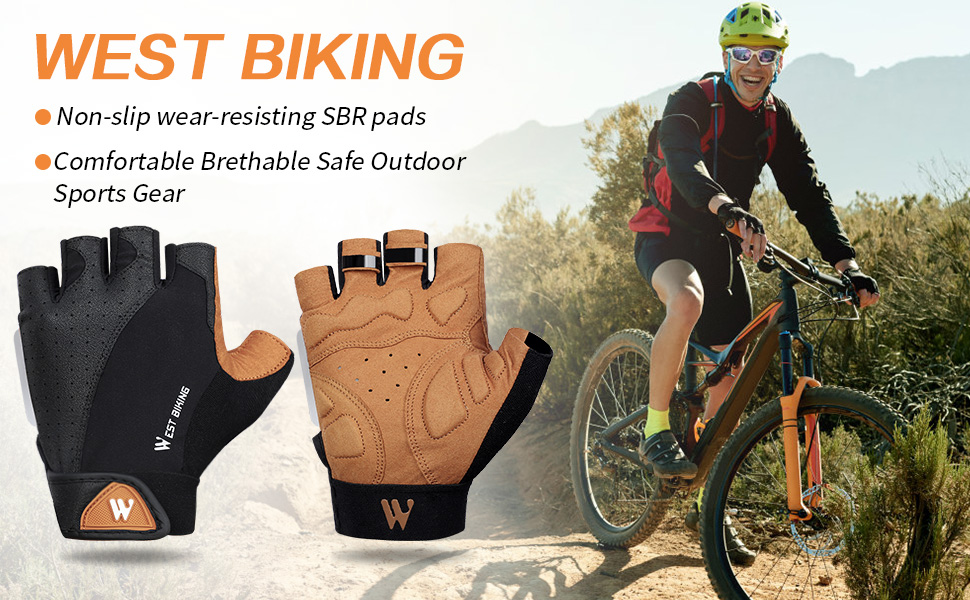 Велосипедні рукавички West Biking для чоловіків та жінок - дихаючі, безпальцеві, з неслизьким покриттям, для MTB, шосе та альпінізму, розмір XL