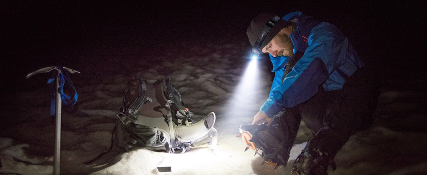 Налобний ліхтар UNBON LED акумуляторний, перезаряджається через USB-C, дуже яскравий, з регулюванням яскравості, 3 режими, сенсор, IPX4, вологостійкий, для туризму, риболовлі, 2 шт.