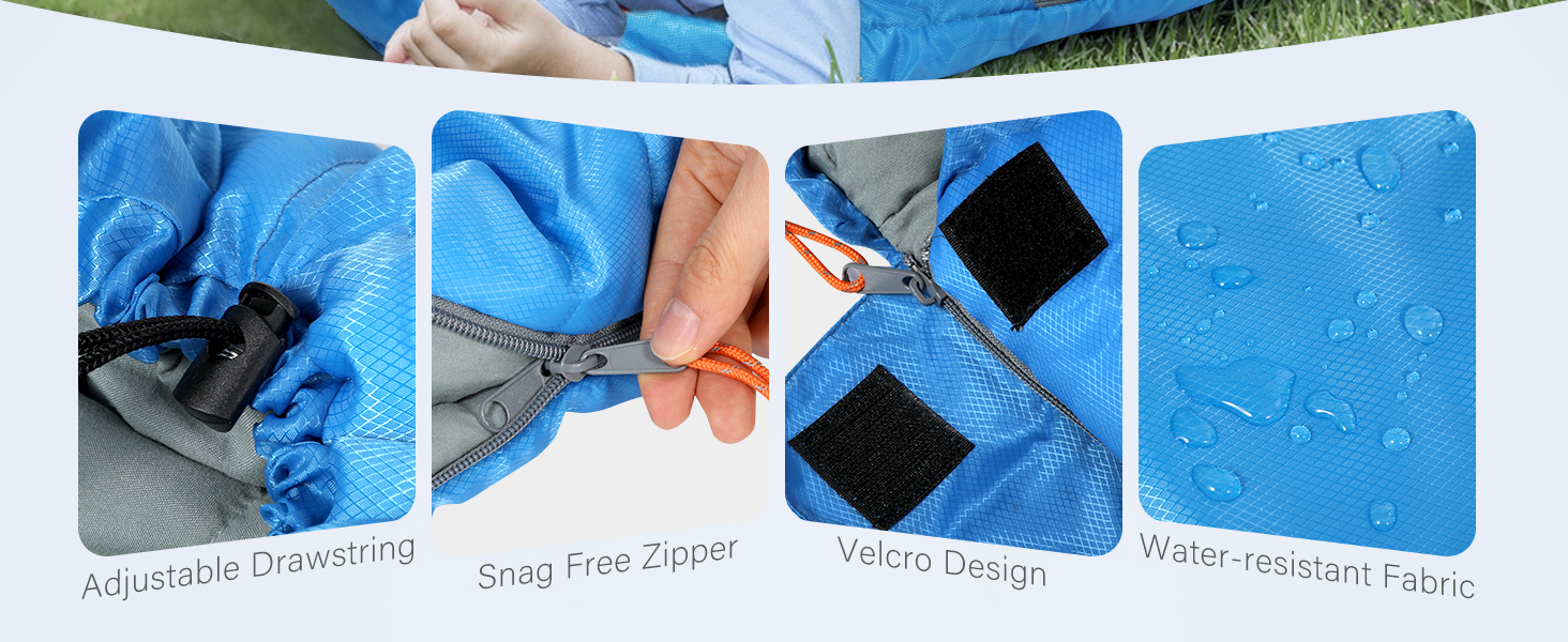 Спальний мішок REDCAMP для дітей, 175x65 см, блакитний/рожевий, 3-сезонний, для кемпінгу та відпочинку на природі