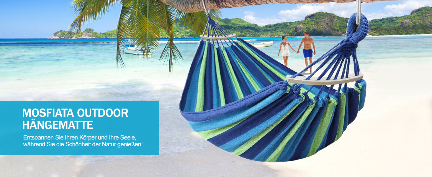 Гамак для відпочинку на відкритому повітрі: кемпінг, балкон, сад. З дерев'яною перекладиною та сумкою. Зелений колір