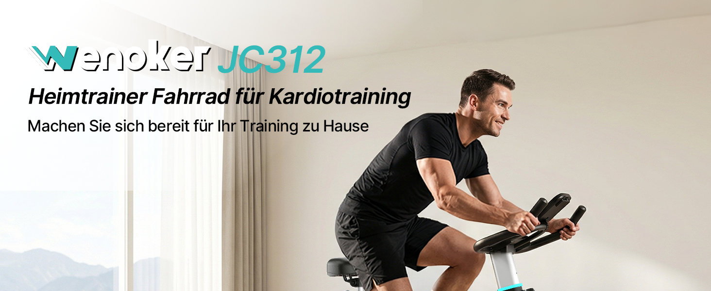 WENOKER Велотренажер для дому з магнітним опором, Indoor Bike з LCD-монітором, тиха робота, важке махове колесо, турецький колір