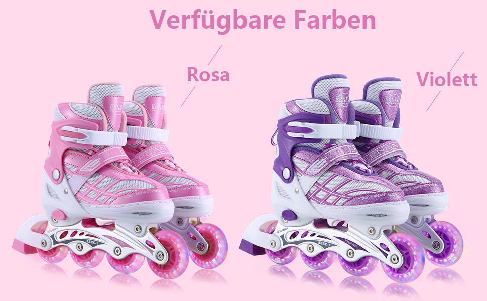 Дитячі ролики Kinder для дівчаток, регульовані на 4 розміри, світлові колеса, рожеві (EU28-32)