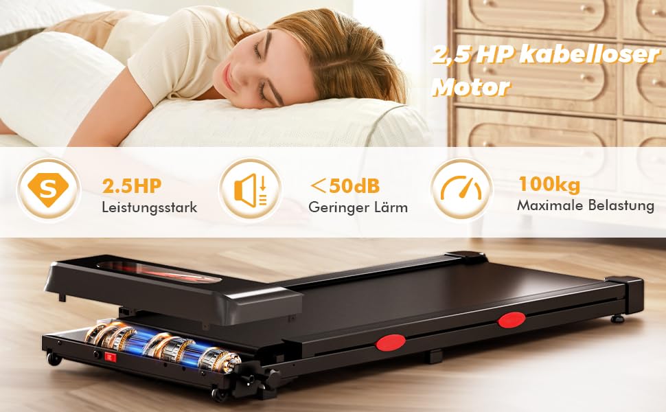 Бігова доріжка RAOO MIN для дому, 1-12 км/год, 2.5HP, складаний, з пультом/LED, підставка для iPad/телефону, Bluetooth, чорний