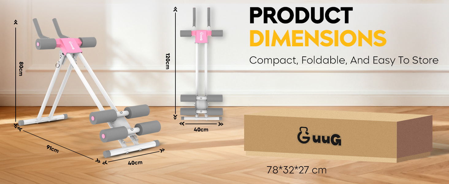 Тренування пресу GuuG: компактний тренажер для дому, для чоловіків та жінок, рожевий