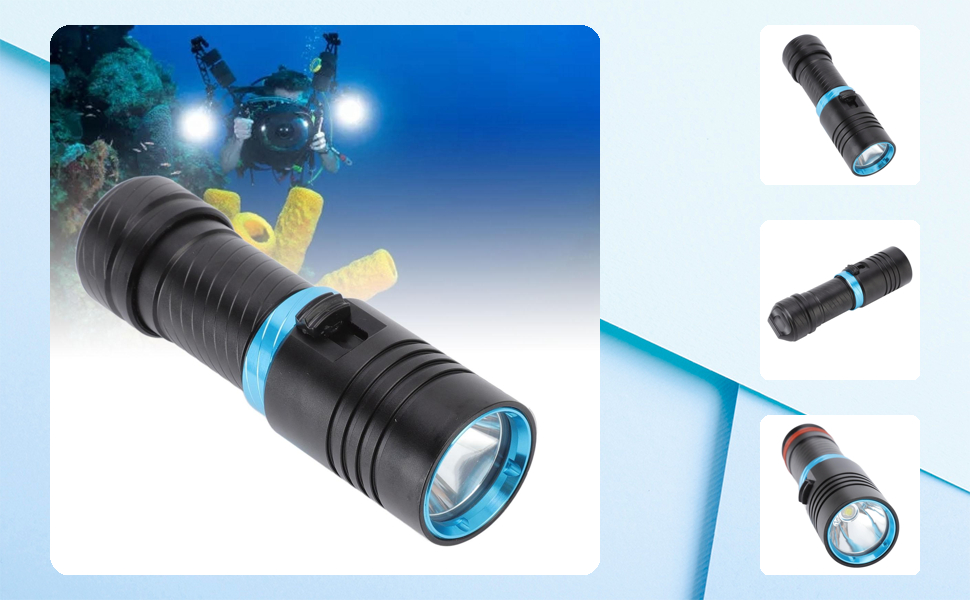 Ліхтар під водою ViaGasaFamido 5000 Lm, IPX8, 100 м, регулювання яскравості, для дайвінгу, риболовлі, полювання, рятування, кемпінгу, водонепроникний, з алюмінієвого сплаву