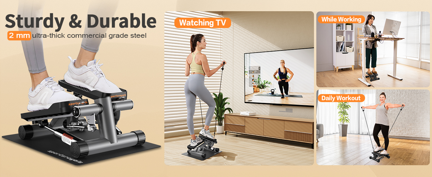 Степпер Sportsroyals Up-Down-Twister для дому з тросами та LCD дисплеєм, до 150 кг