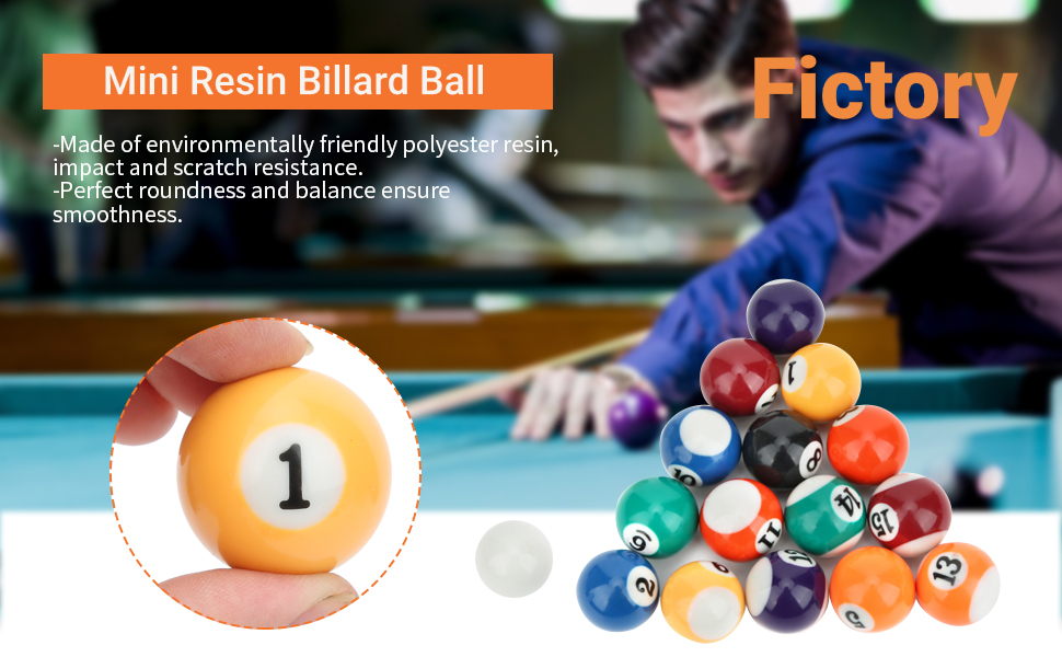 Мініатюрні кульки для більярду з смоли, 16 шт. Комплект для міні більярду, 38 мм, екологічні, аксесуари для більярду, ігрових кімнат, барів, спорту