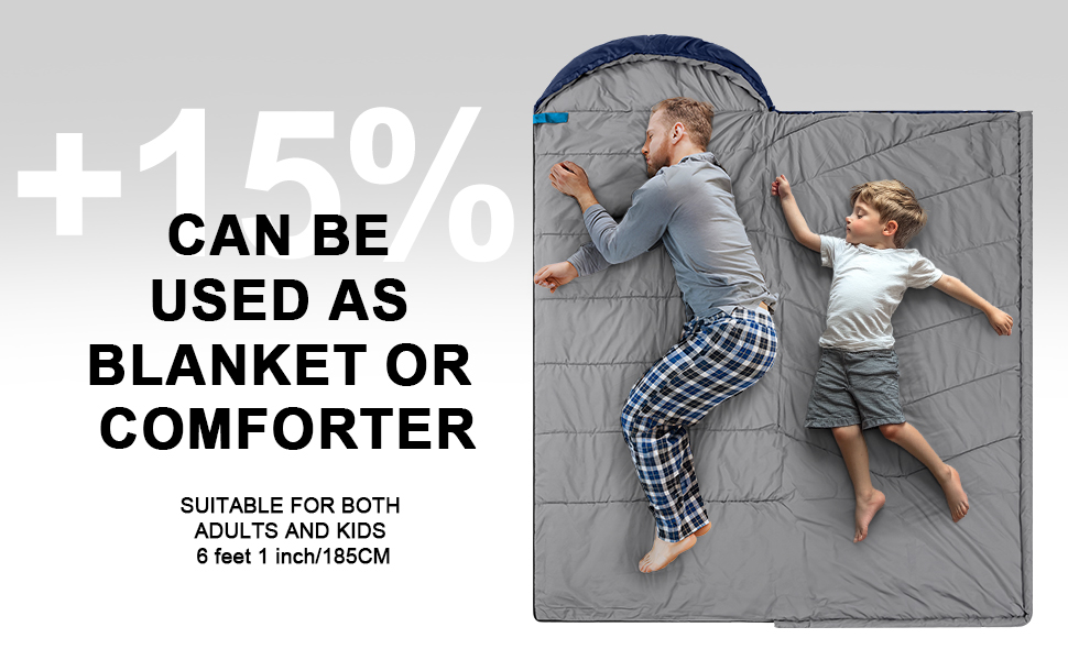 Спальний мішок для дорослих на холодну погоду, вологостійкий, легкий, блакитний (1,8 кг)