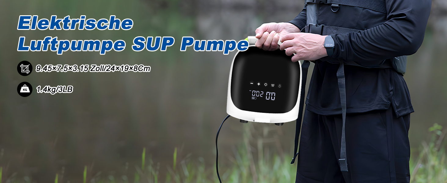 Електрична повітряна помпа SUP з акумулятором 4000mAh, 20PSI, для SUP-дошок, каяків, надувних матраців, наметів, драконів. Автоматичне вимкнення, перезаряджається.