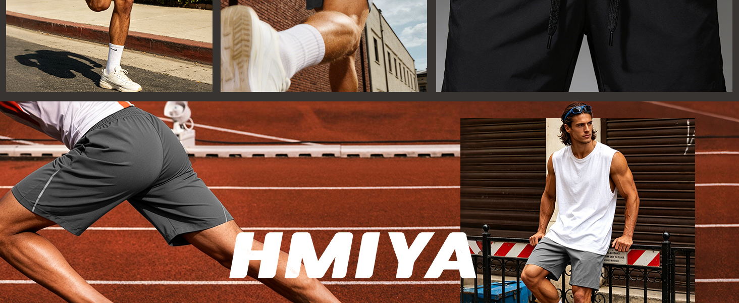 Чоловічі спортивні шорти HMIYA швидкосохнучі з кишенями на блискавці, темно-сині, розмір 5XL