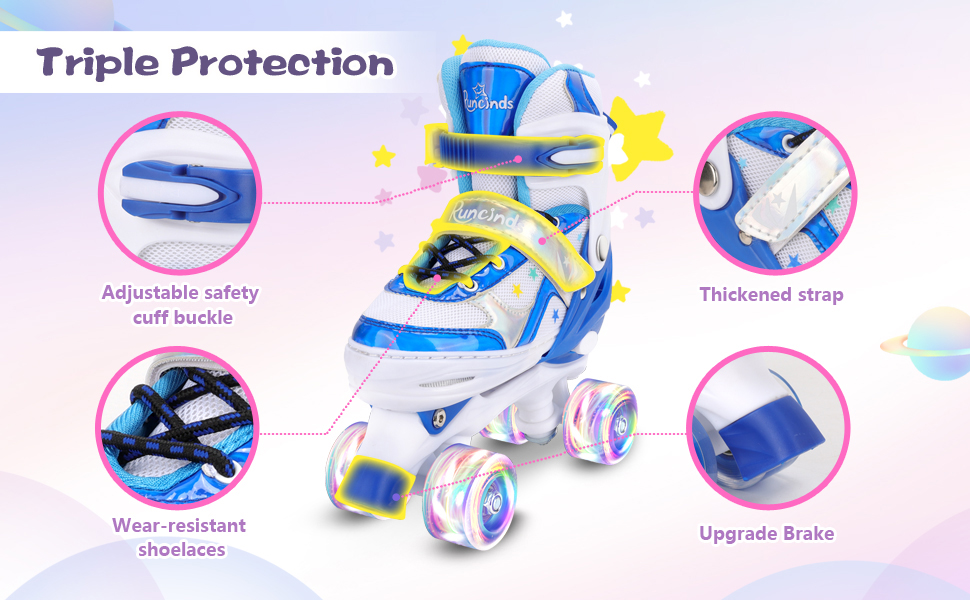 Дитячі ролики 4 розмірів, регульовані, для дівчаток та хлопчиків, блакитні (23-27 EU)