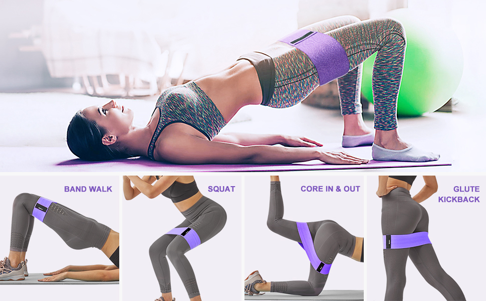 Стрічки для фітнесу Widerstandsbänder [3 шт.] для сідниць та стегон, антиковзкі фітнес-гумки для жінок/чоловіків, силові тренування, йога, пілатес, фітнес (світло-фіолетовий, фіолетовий, темно-фіолетовий)